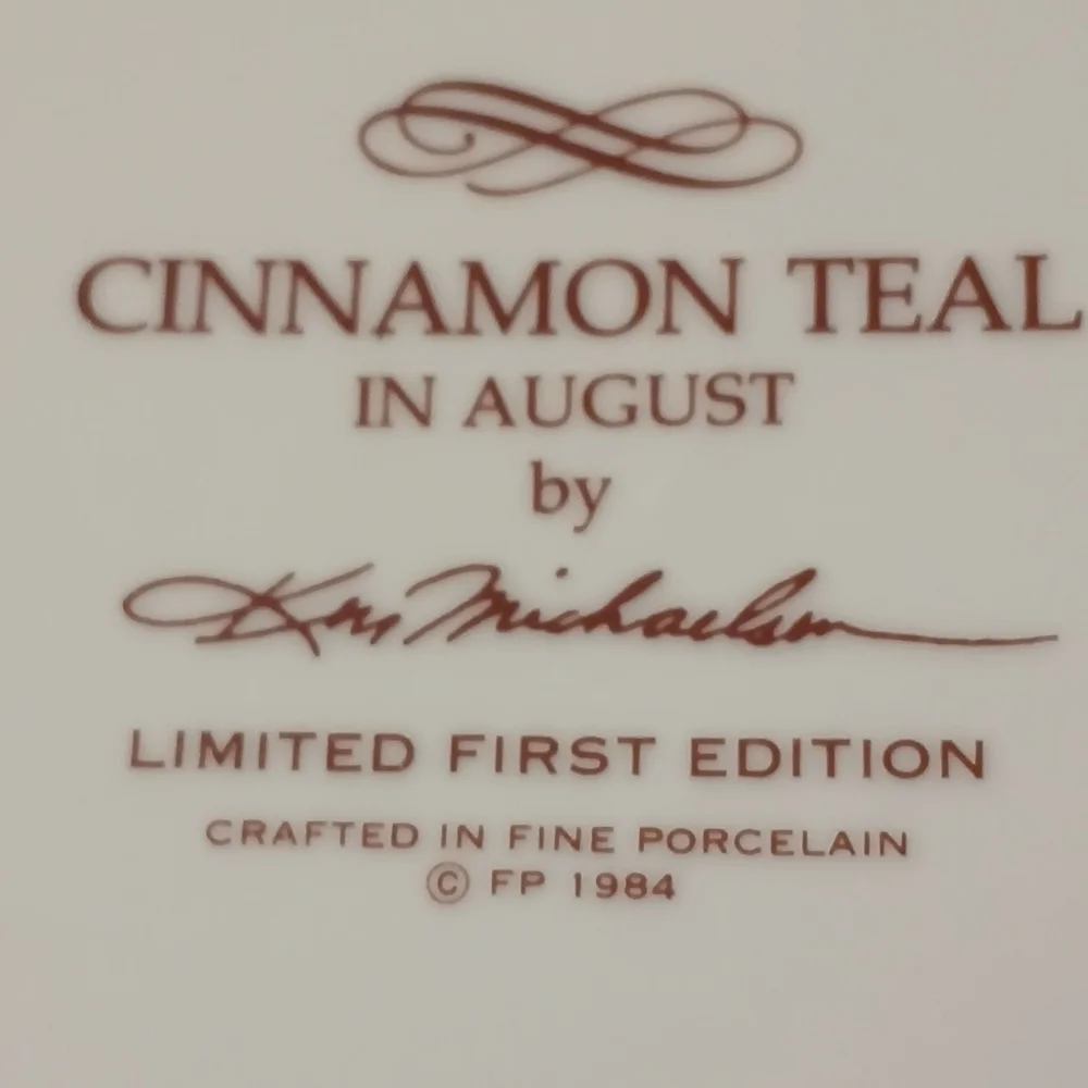 Limited Edition Cinnamon Teal In August Colletors Plate
